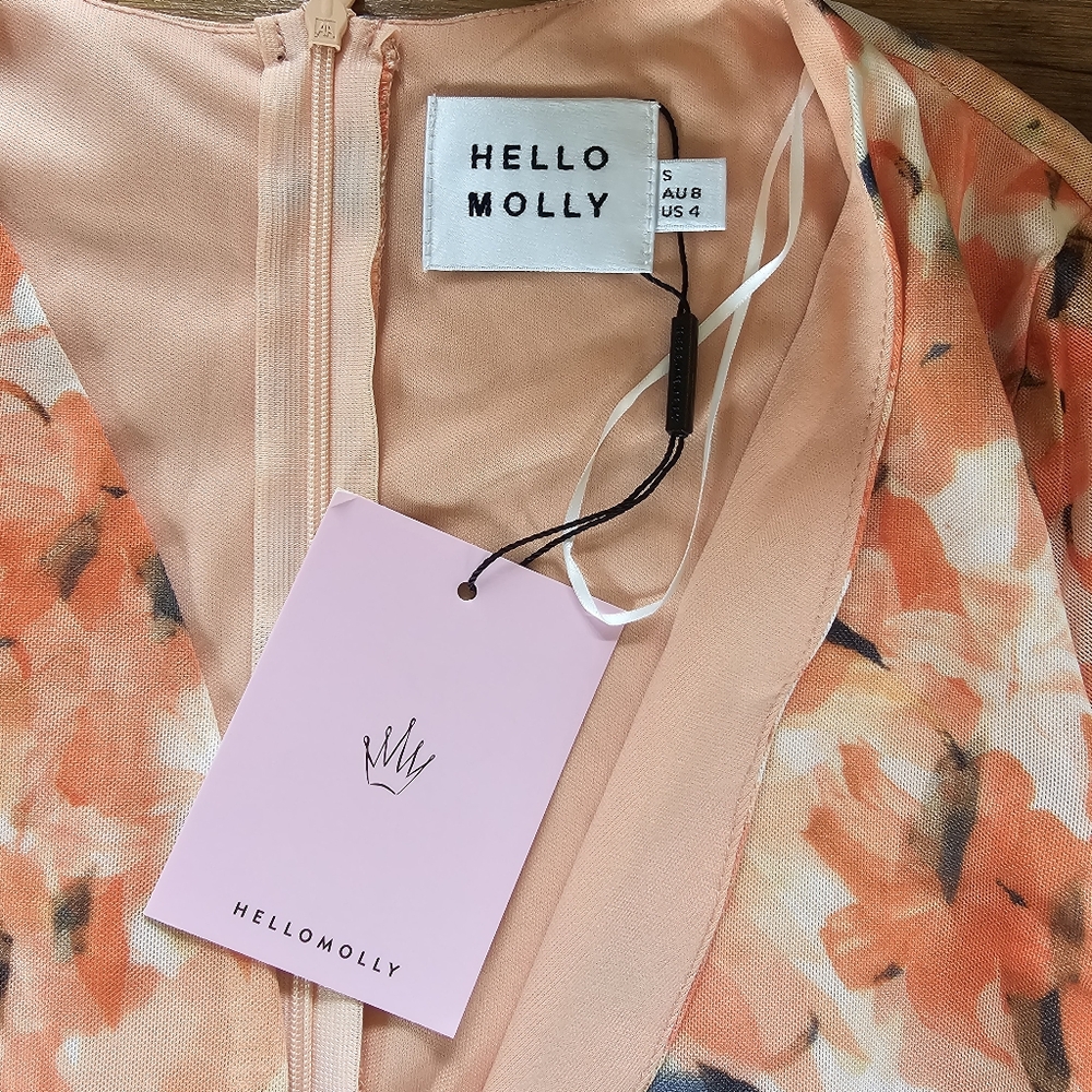 Hello Molly Magnificient Grace Long Sleeve Mini Dress Orange Size S - Picture 9 of 9